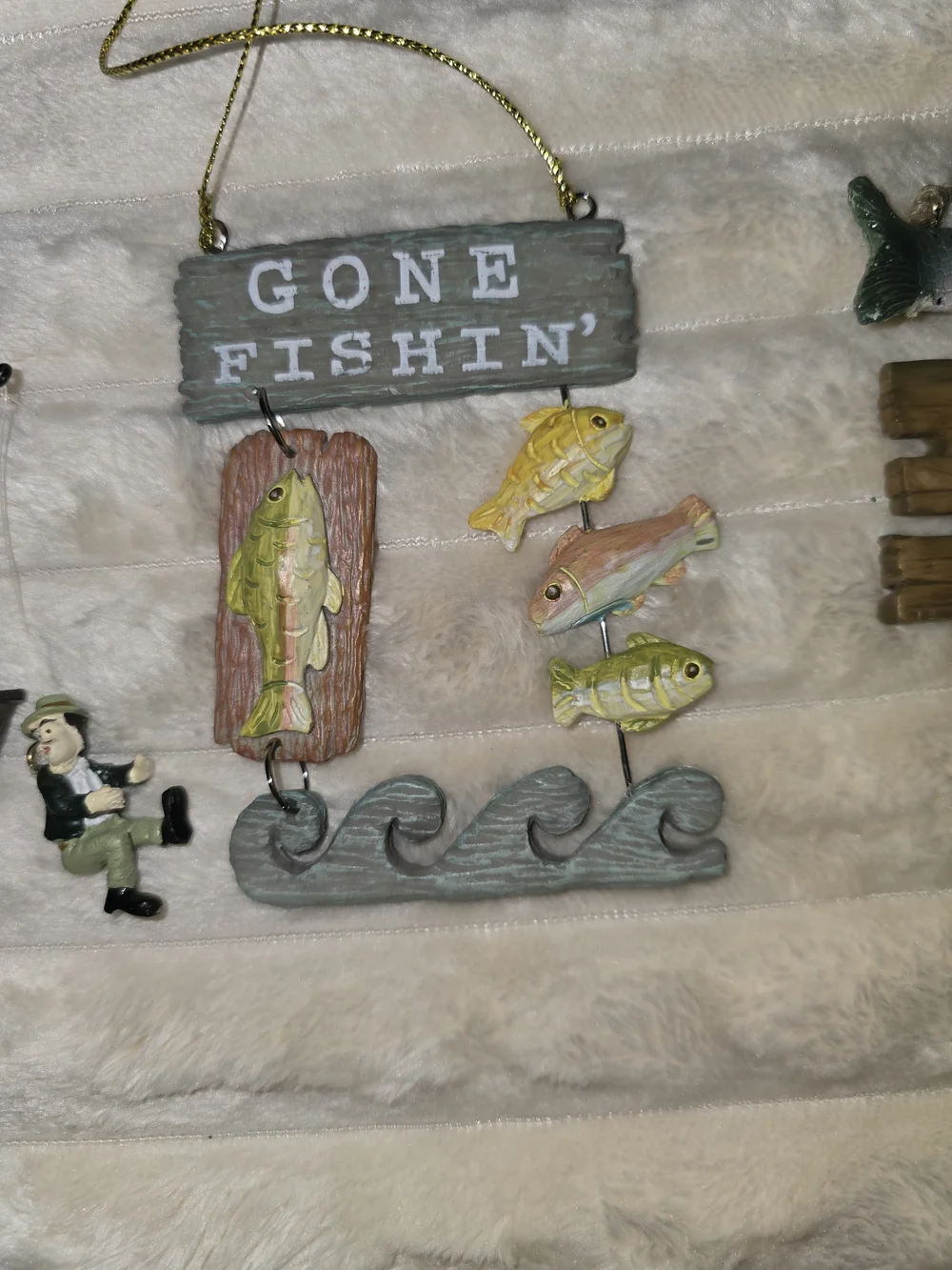 set of 3  Fishing Christmas Ornaments